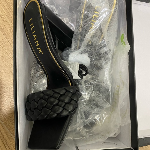 NWT black braided lace up heel sandals - Picture 2 of 7